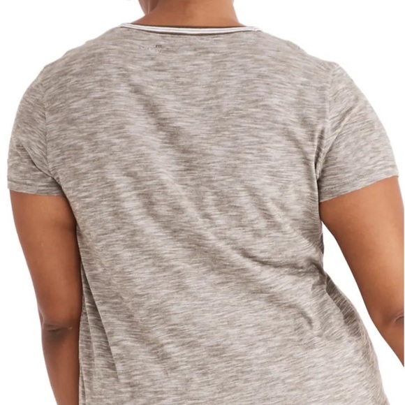 Madewell Gray/Olive Whisper Cotton Ringer Tee - Picture 10 of 13